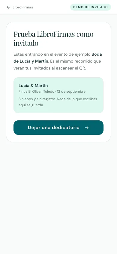 Paso "¿Cómo te llamas?" de la experiencia del invitado en móvil