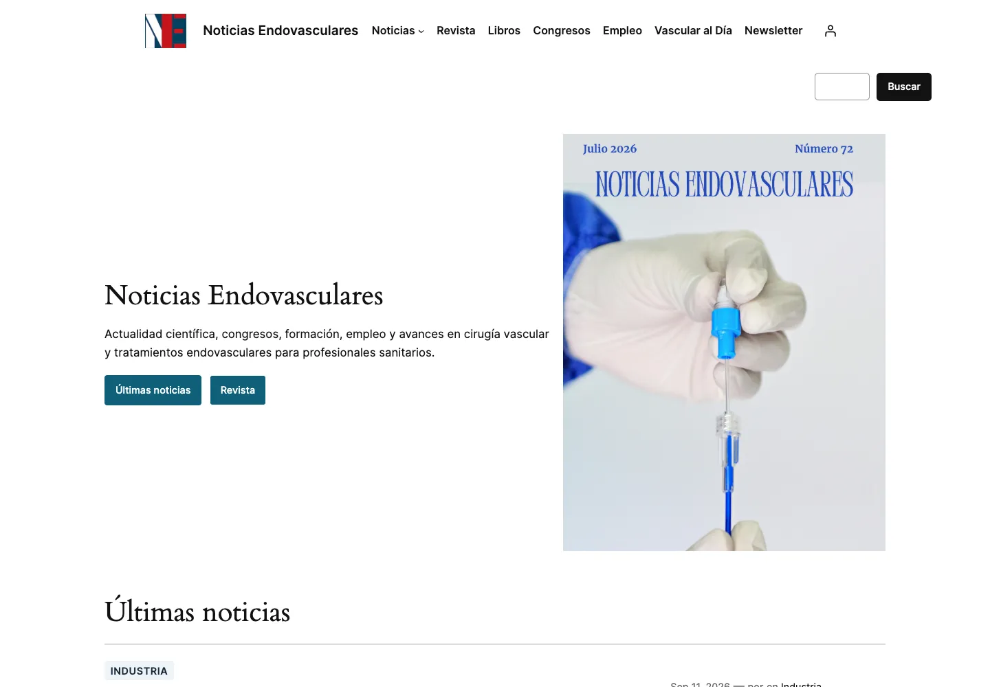 Portada de Noticias Endovasculares con la revista actual y las últimas noticias